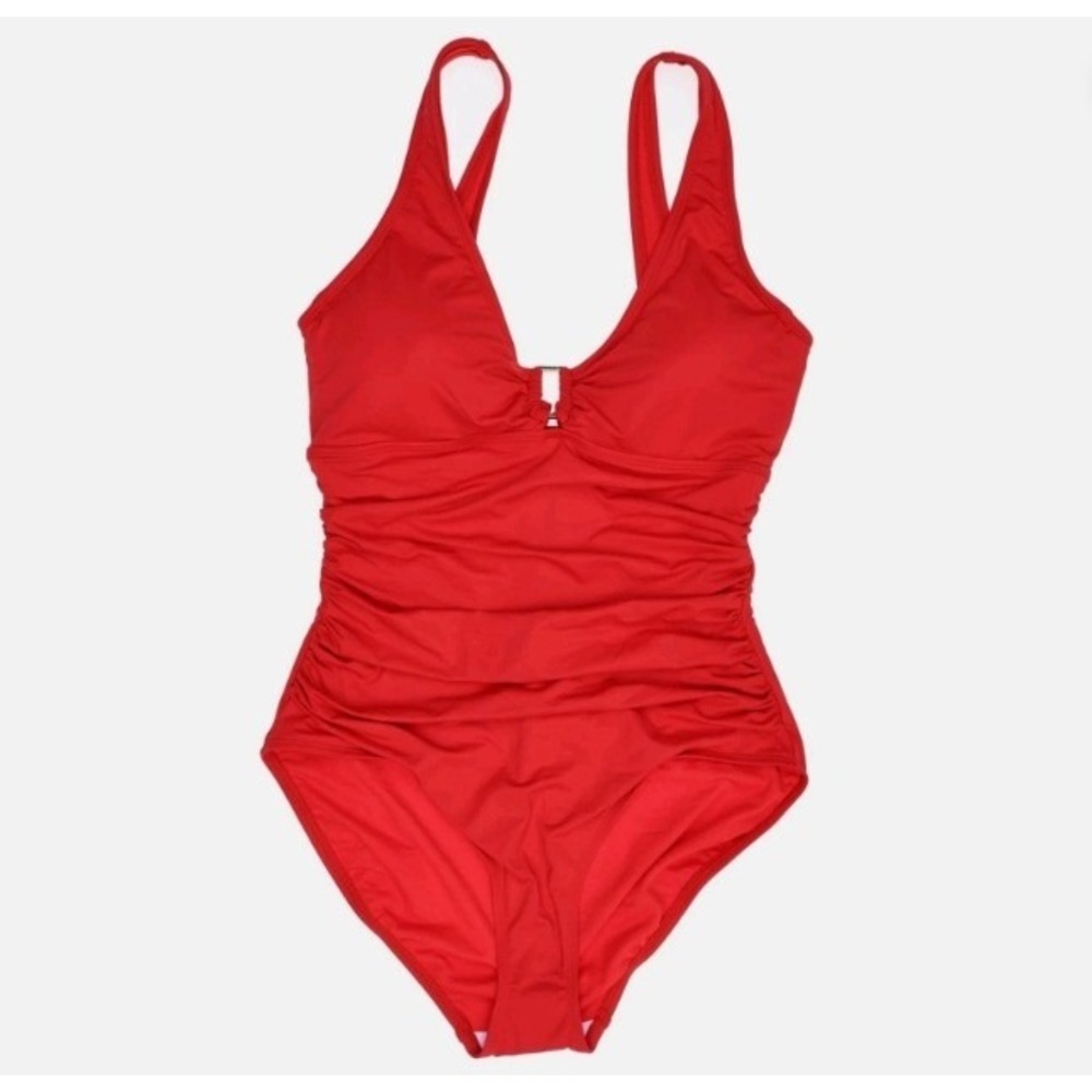 Lauren Ralph Lauren Red Ring Over The Shoulder One Piece Swimsuit Womens Size 6
